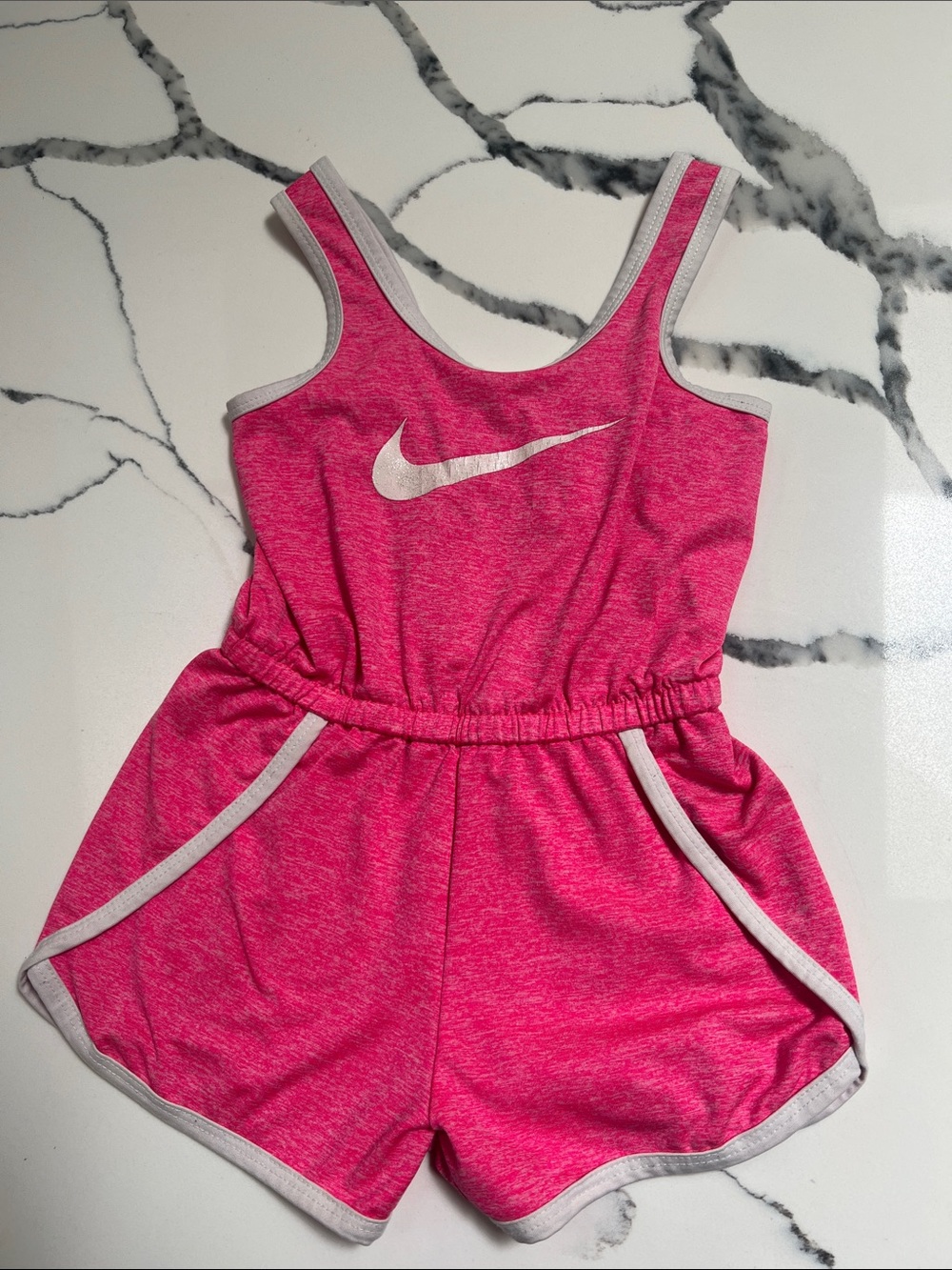 Nike Pink Girls' Athletic Romper with White Swoosh